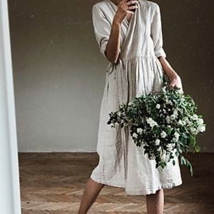 Simply Grey linen wrap dress in white